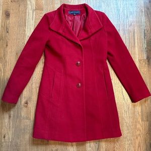 Anne Klein Red Wool Blend Car Coat